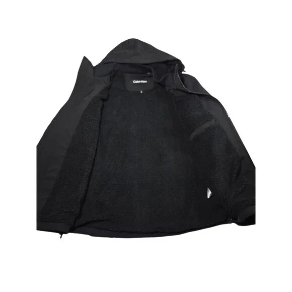 NWT Calvin Klein Men L Sherpa Lined Soft Shell Jacket Black Infinite Stretch 225 - Picture 3 of 14